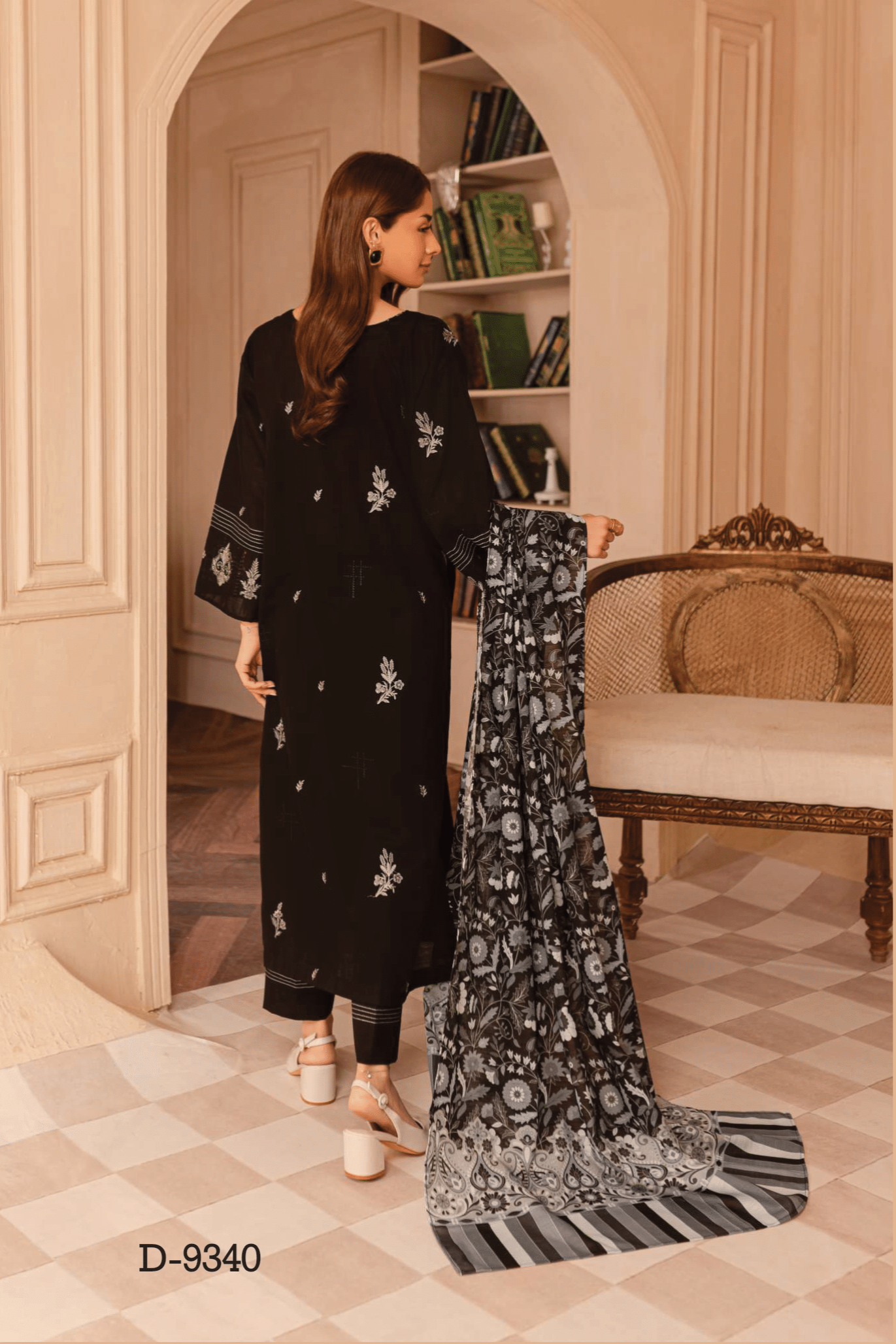 D-9340 - Manzil Embroidered Khaddar