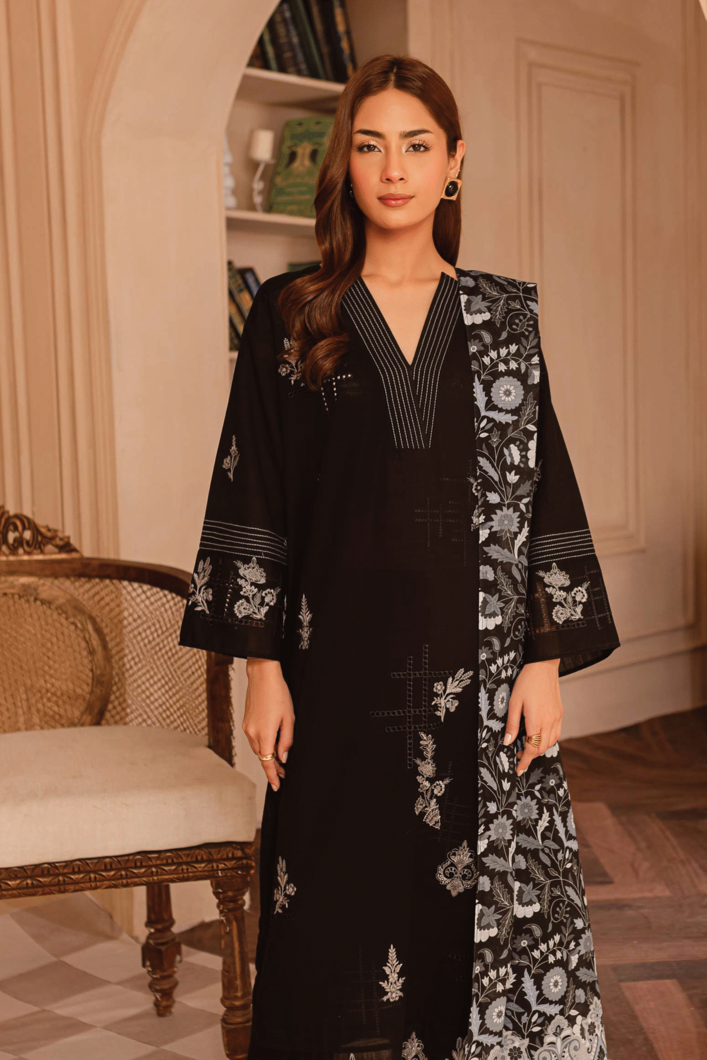 D-9340 - Manzil Embroidered Khaddar