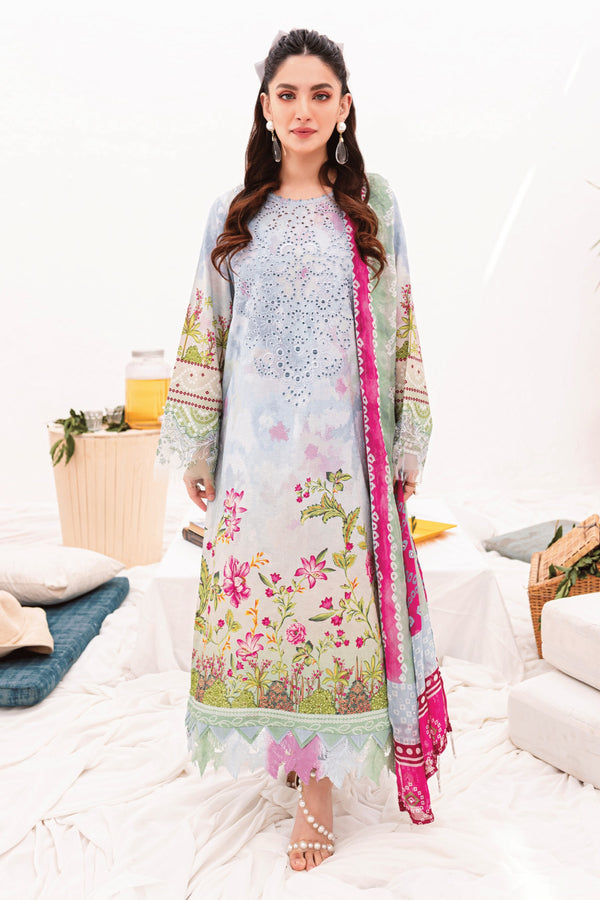 NSG 141 - Nureh Gardenia Embroidered lawn Unstitched 3 Piece