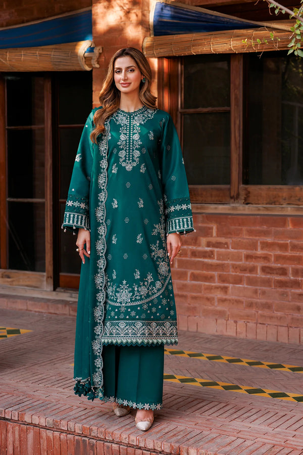 D08 Teal Garland - Kaavish By Farasha Luxury Lawn'24